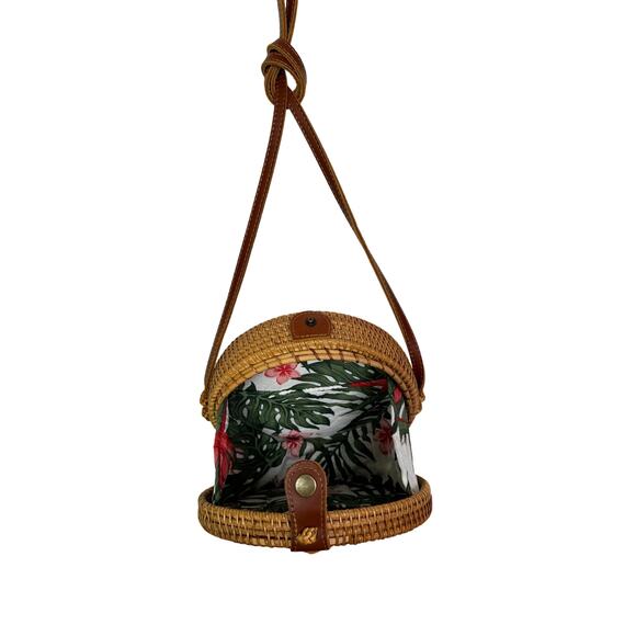 Round Rattan Crossbody Purse - Picture 6 of 7